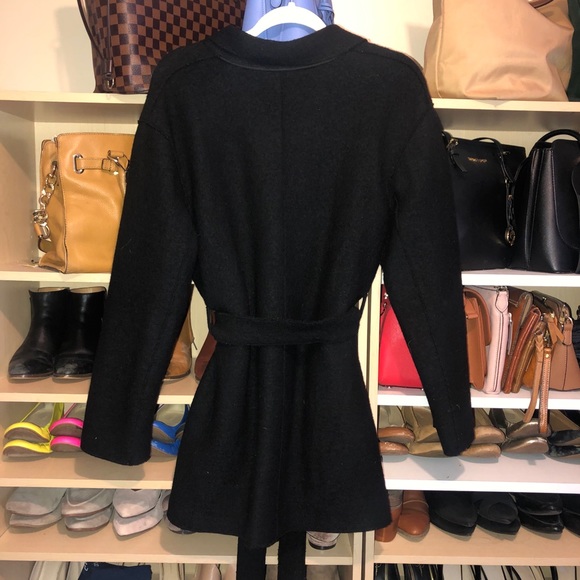 J Crew Boiled Wool Belted Sabrina Wrap Coat Black - Picture 10 of 11